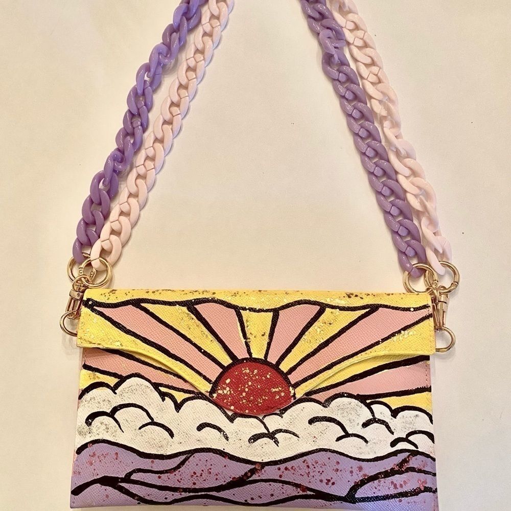 🌈 Hand Painted Anca Barbu Clutch 🌈